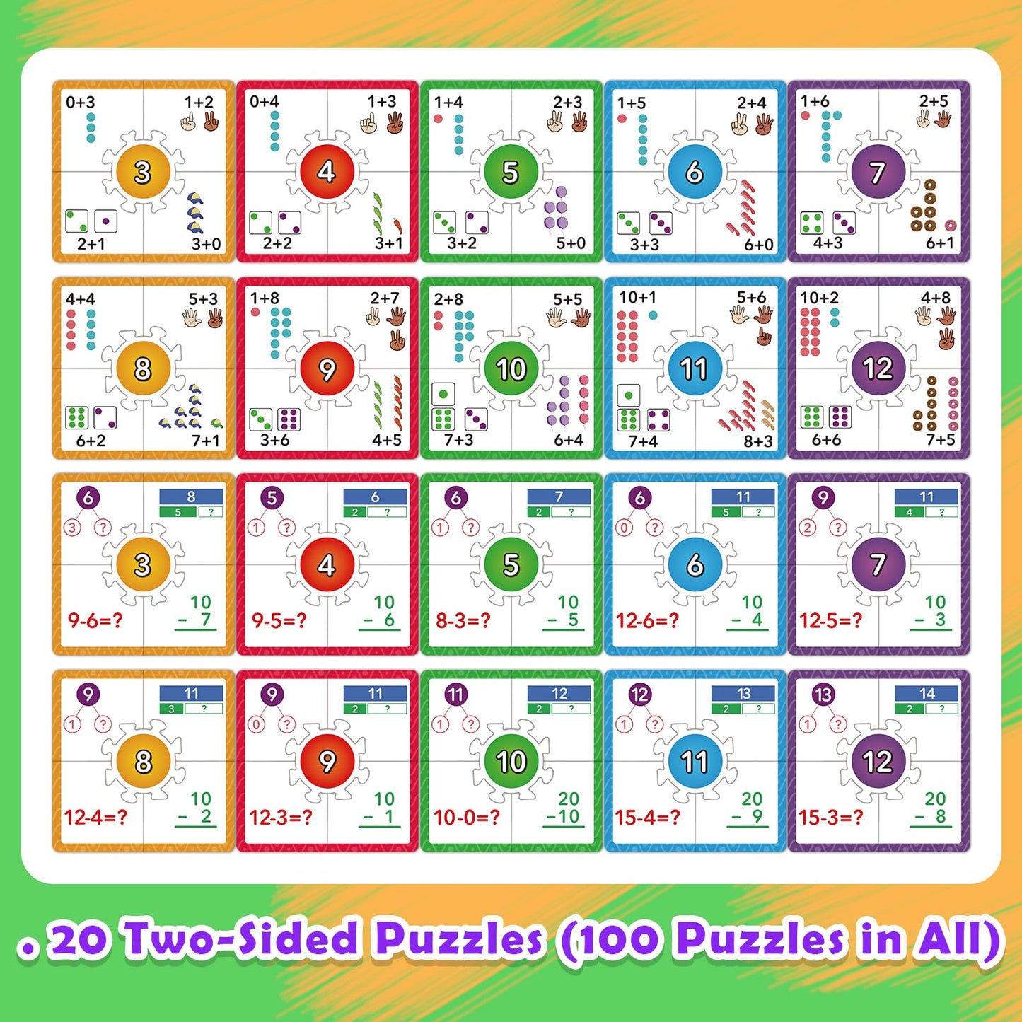 Edulok Math Games For Kids 5-7, Addition And Subtraction Educational Games, Math Puzzles Manipulatives For Preschoolers, Math Fl