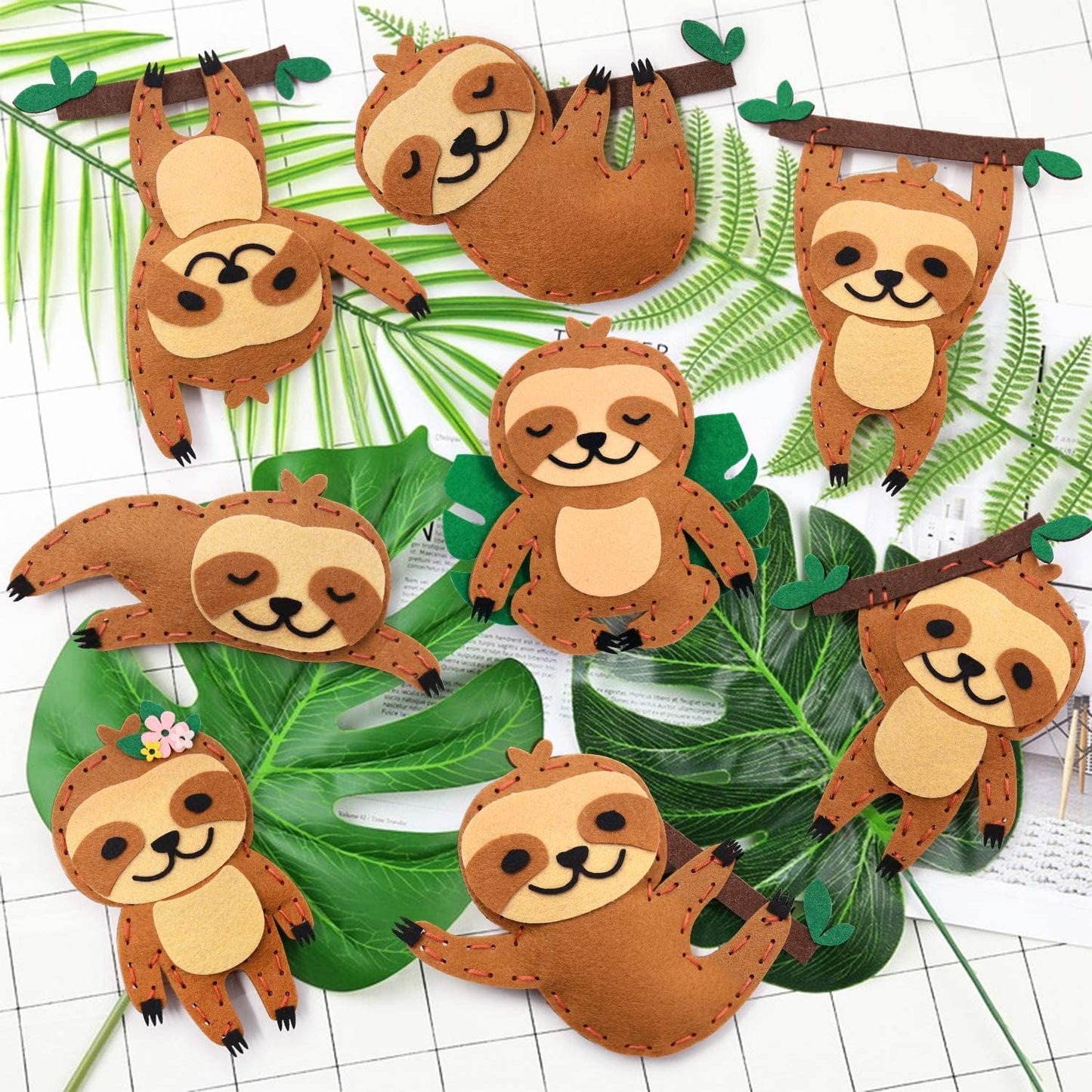 Ciyvolyeen Sloth Sewing Craft Kit Jungle Animal Diy Craft Sewing Kit For Girls And Boys Educational Sewing Kits For Kids Age 8 9 10 11 12 Craft Kit Includes 8 Projects