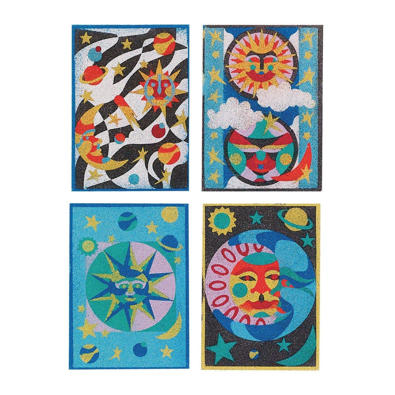 S&S Worldwide Sand Art Boards - Celestial Designs, 5 x 7, Multicolor (Pack of 12)