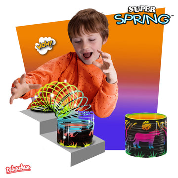 Super Spring - Safari from Deluxebase. 2.5 Inch Safari Animal Rainbow Spring Toy. Wild Animal Slinky Toy and Rainbow Fidget Toy.