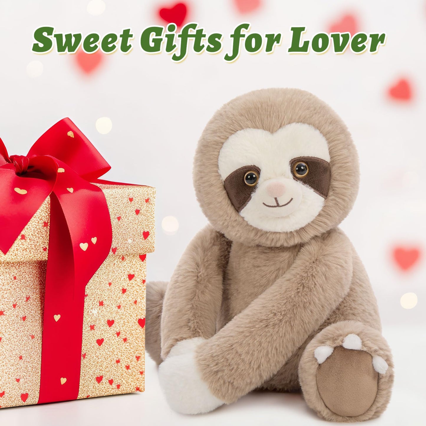 MorisMos Sloth Stuffed Animals Duo - 12" Brown Plush, Freezable & Microwavable, Perfect for Kids & Gifts
