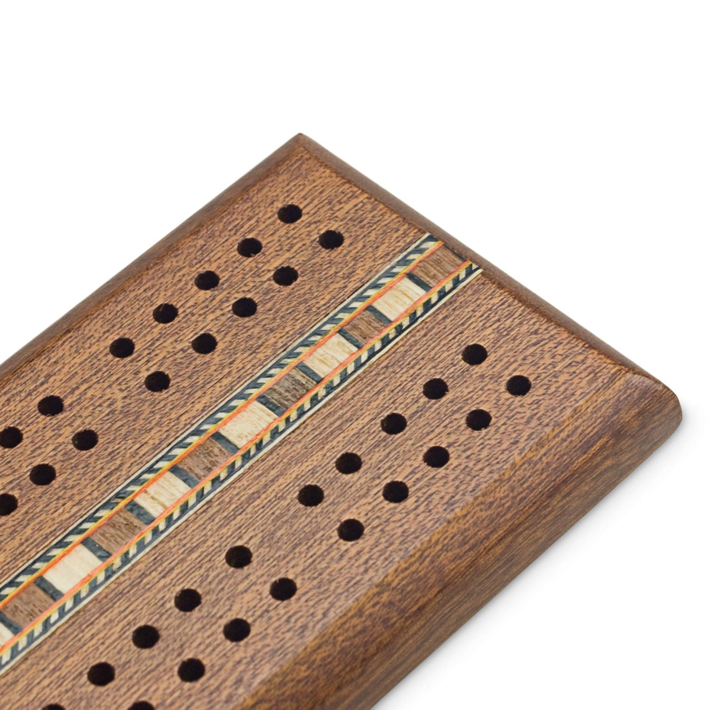 Sterling Games Wooden Cribbage 12 Inch Double Track Cribbage Board With Rich Italian Inlaid 2 Players