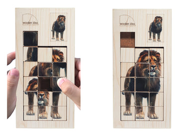 Wooden slide puzzles block (Lion)