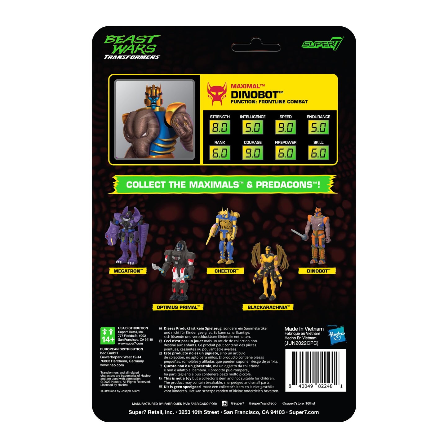 Super7 Transformers Beast Wars Dinobot - 4' Transformers Action Figure With Accessories Classic Cartoon Collectibles And Retro Toys
