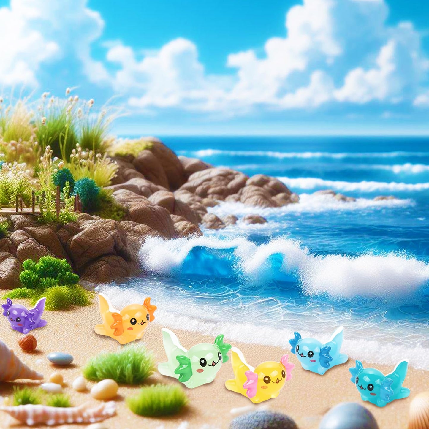 Homico 28Pcs Mini Resin Axolotl Mini Animals Figures Tiny Animals Toys Ornament For Axolotl Party Favors Diy Garden Dollhouse Po