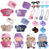 Ezcora Knitting Outfit Set for 17cm Dolls 4 Cozy Sweaters with Hats Shoes Glasses Bags 6.7-Inch Doll Accessories Gift Idea (No Dolls)