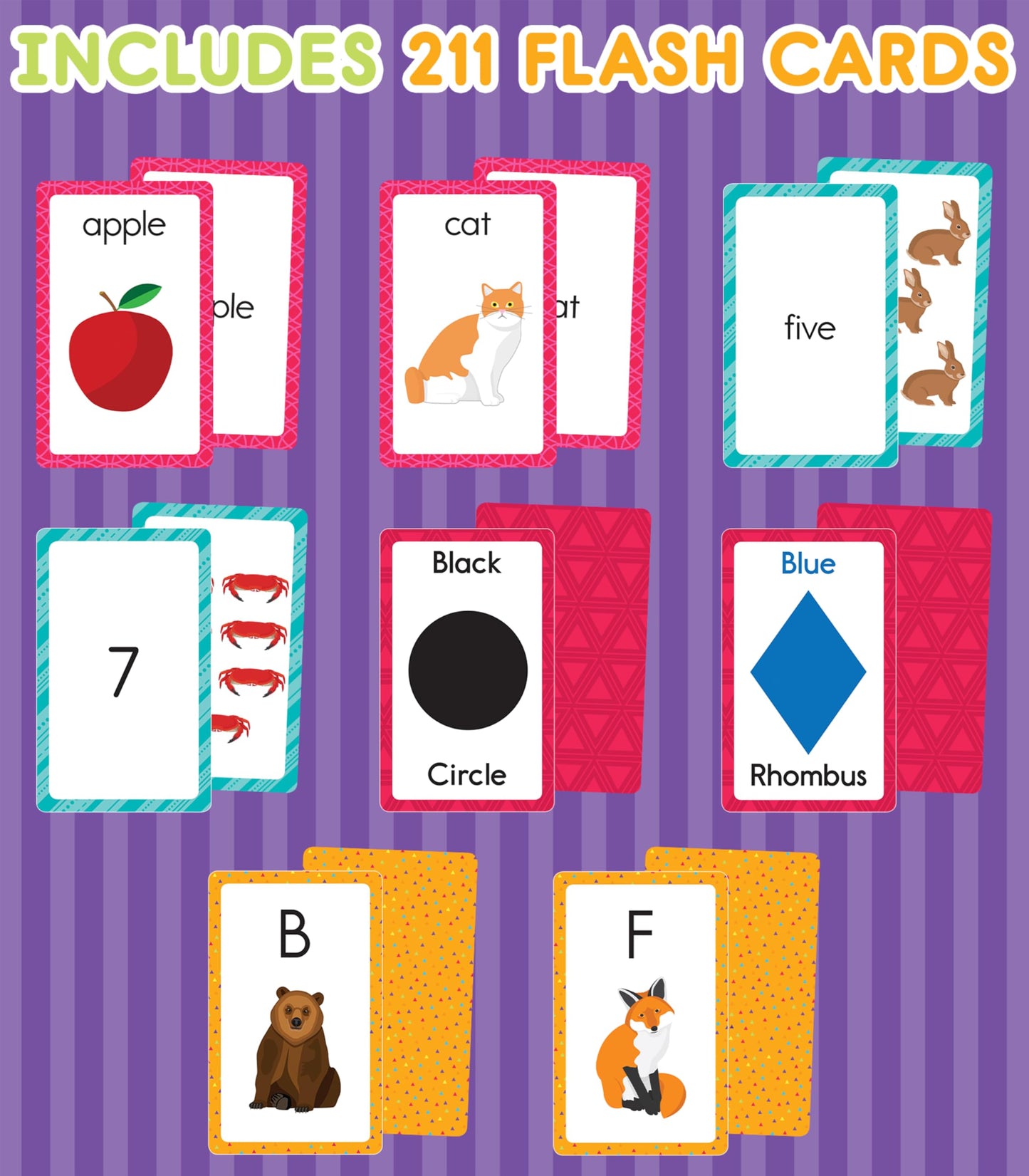 Carson Dellosa Toddler Flash Cards 4 Pack, Alphabet Flash Cards, Sight Word Flash Cards, Colors & Shapes Flash Cards, Number Flash Cards, Math & Phonics Kindergarten - Preschool Learning Activities 4+