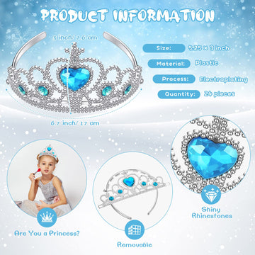 Zhanmai 24 Pcs Princess Crown Set Girl Plastic Tiara Dress up Costume Valentine Day Rhinestone Tiara Birthday Favor(Blue)