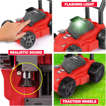 ArtCreativity Kids’ Lawn Mower Toy - 21" Tall, Red Plastic, Realistic Sound - Gardening Push Toy for Boys and Girls Ages 3-8