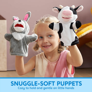 Joyin 6Pcs Kids Hand Puppet Set With Working Mouth, Toddler Animal Plush Toy Includes Pig, Sheep, Dairy Cow, Dog, Goat, And Horse For Show Theater, Birthday Gifts, Easter Basket Stuffers