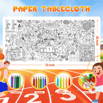 Padtic Giant Coloring Poster,35X72 Inches Sport Coloring Tablecloth,Diy Sport Coloring Tablecover,Kids Art Crafts Coloring Sheet