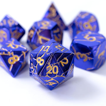 Dnd Metal Dice - Cracked Lightning Metal - Polyhedral Set For Rpg D&D With Cracks - Beautifully Detailed Dungeons And Dragons Di