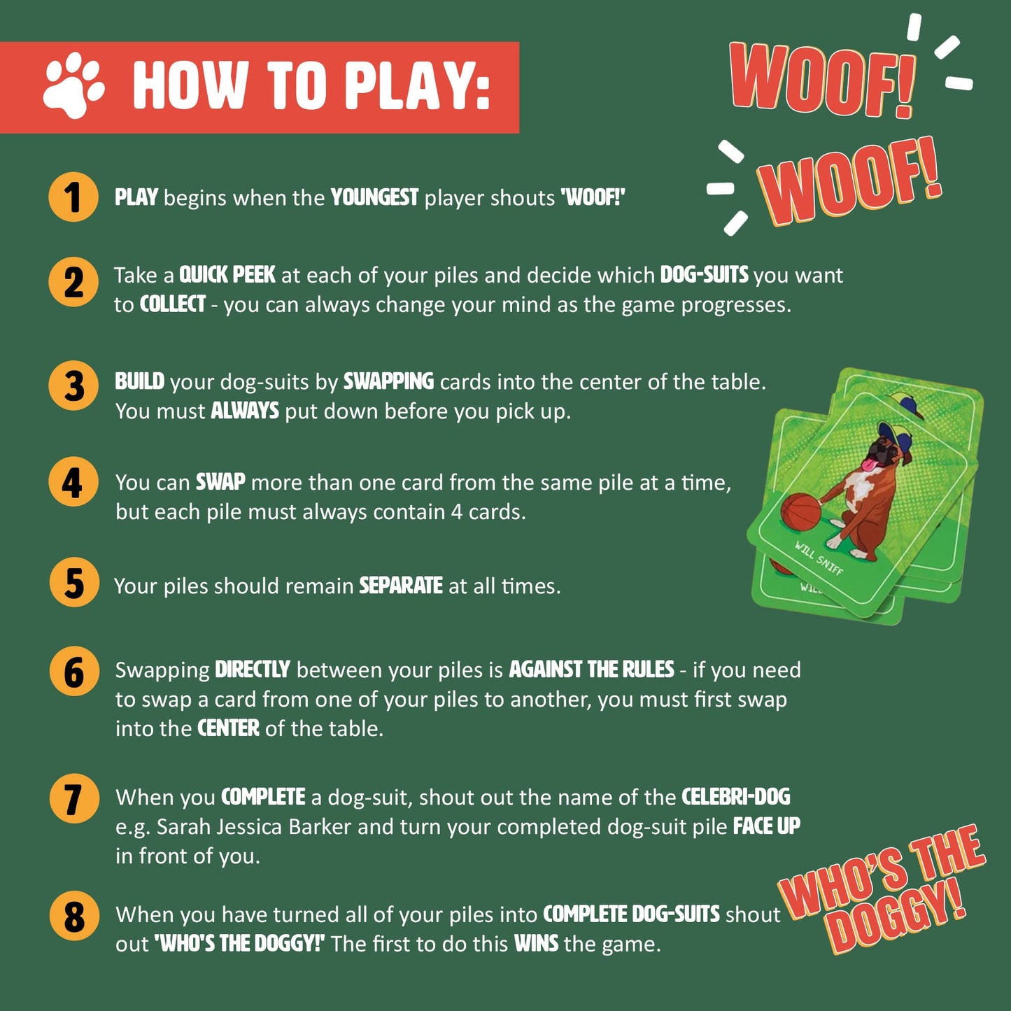 Ginger Fox Canine Chaos Swap Card Game. Kids Games For Ages 8 And Over. Great Addition To Family Games. Fun Games For Family Game Night, Parties And More