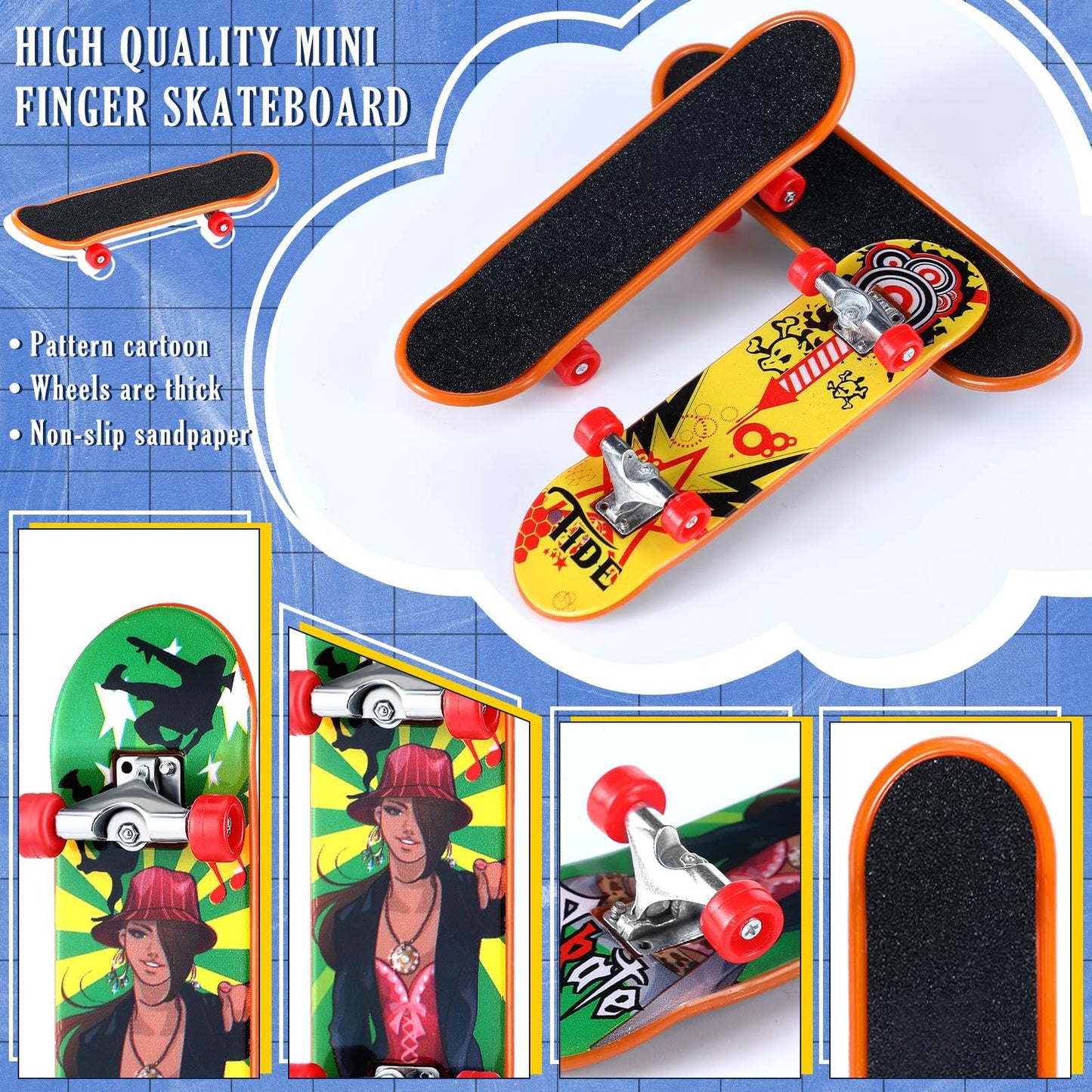 Sosation 18 Pcs Finger Skateboard Christmas Party Gift Favors Skateboards Novelty Fingerboard Fingerboard Decorations Fingertips