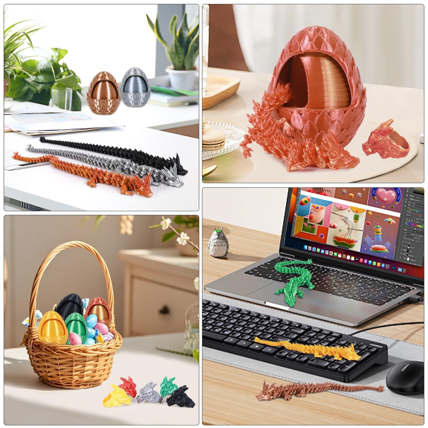 iBuddy 3D Printed Dragon Eggs Surprise Dragon Eggs Fidget Toys for Kids Articulated Crystal Dinosaur Fidget Toy for Kids Birthdays Halloween Christmas Decorations Gifts for Girls Boys