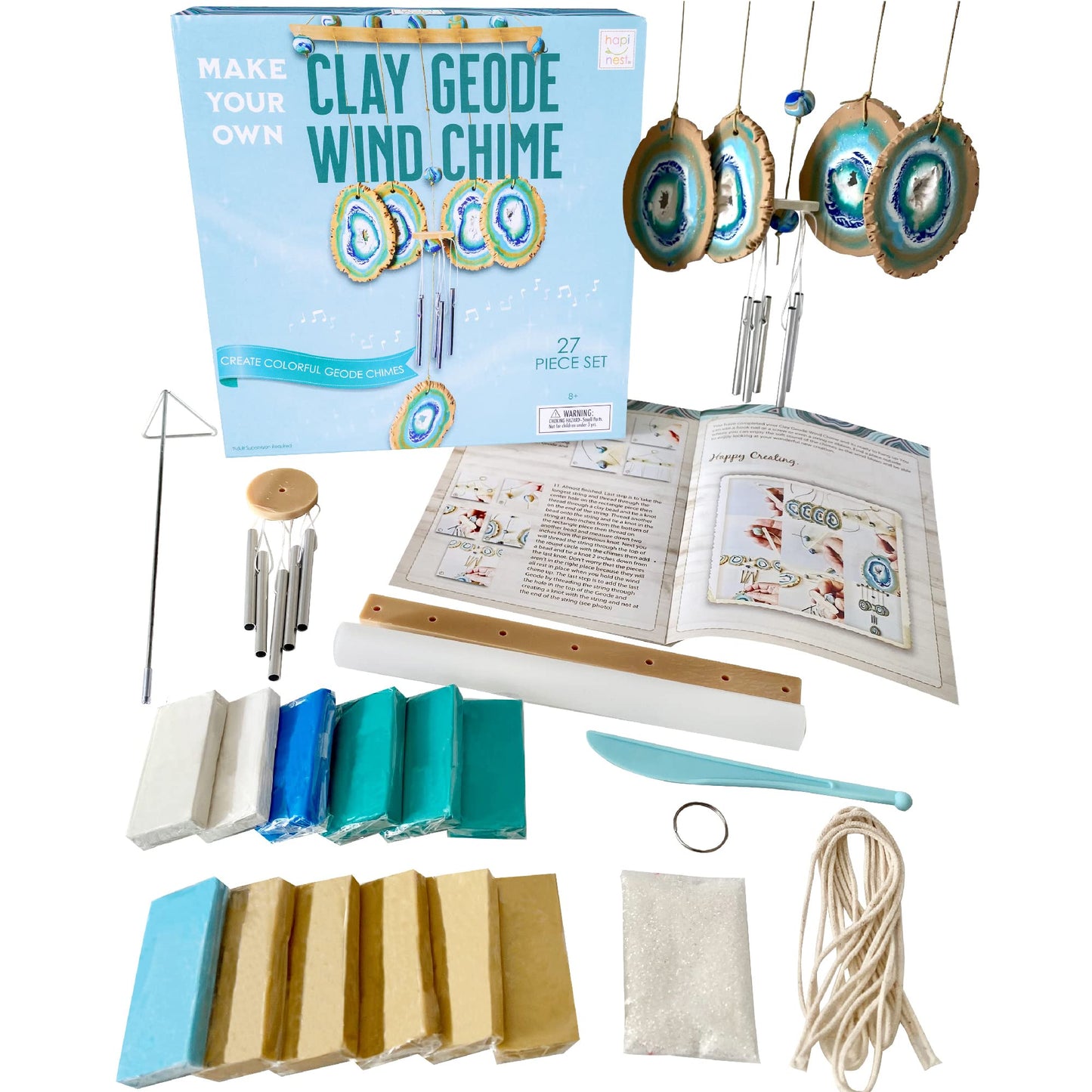 Hapinest Make Your Own Clay Geode Wind Chime Craft Kit for Kids Girls Teens, DIY Wind Chime Kit Crafting Projects for Home & Gar