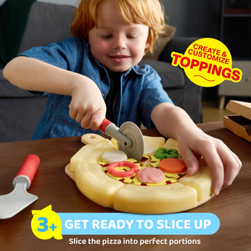 lalalark Play Food Toddler Toy - Pizza Toy with 18 Toppings - Pretend Play Cutting Food for Kids - Craft 'n Crust - Interactive