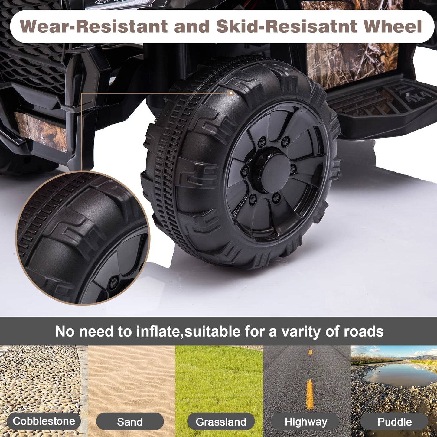 6V Electric Kids Atv Quad With Headlights, Mp3, Usb - For 18-36 Month Boys And Girls