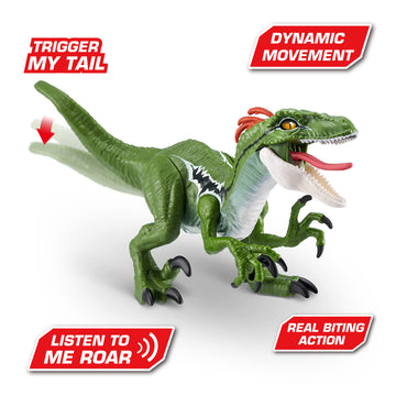 Robo Alive Dino Action Raptor by ZURU Dinosaur Toys, Real Biting Action, Lifelike Roars Sound, Battery-Powered Robotic Interacti