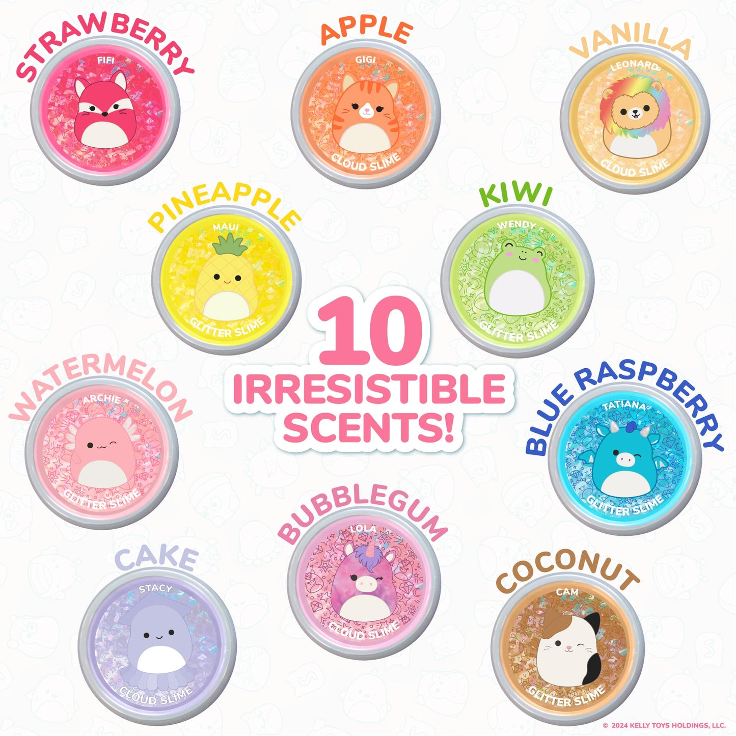 Squishmallows Original Ultimate Slime Mix'Ins, 10-Pack, Glitter & Cloud Slime, 8 Fun Slime Add Ins, Pre-Made Slime For Kids, Crunchy Slime, Slime Bulk, Great 6 Year Old Toys, Super Soft Sludge Toy
