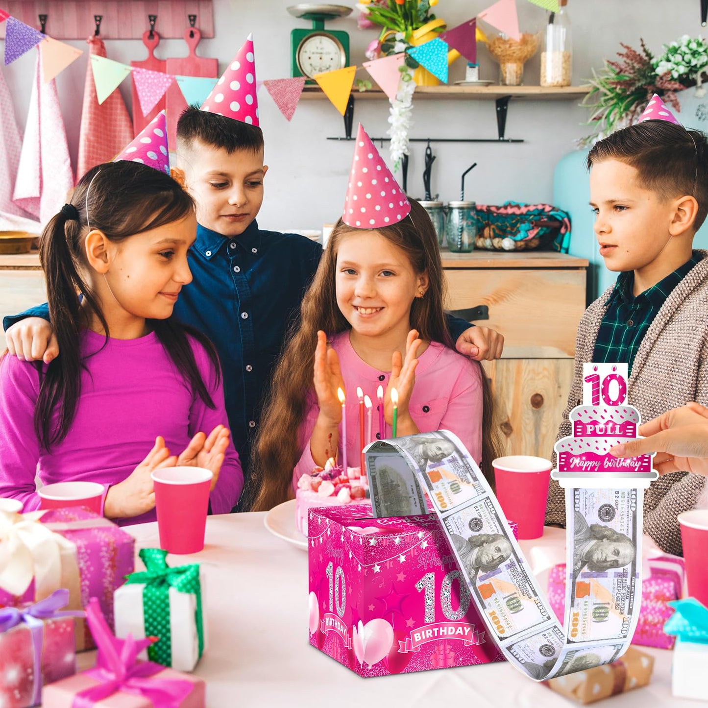 10Th Birthday Gifts For Girls Hot Pink 10Th Birthday Money Box For Cash Gift Pull Surprise Birthday Money Gift Boxes With Pull O