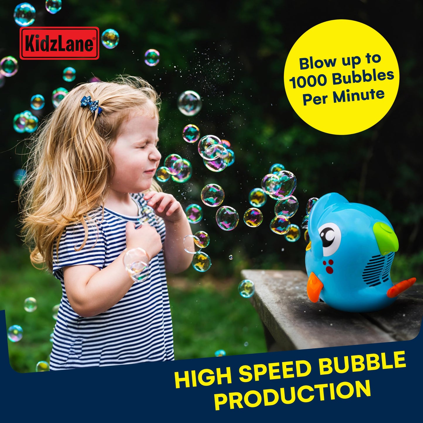 Kidzlane Bubble Maker Machine For Kids - Big Bubbles Speed Blower For Toddler'S Outdoor Party Play - Makes 500 To 1000 Per Minute (Bubble Dolphin)