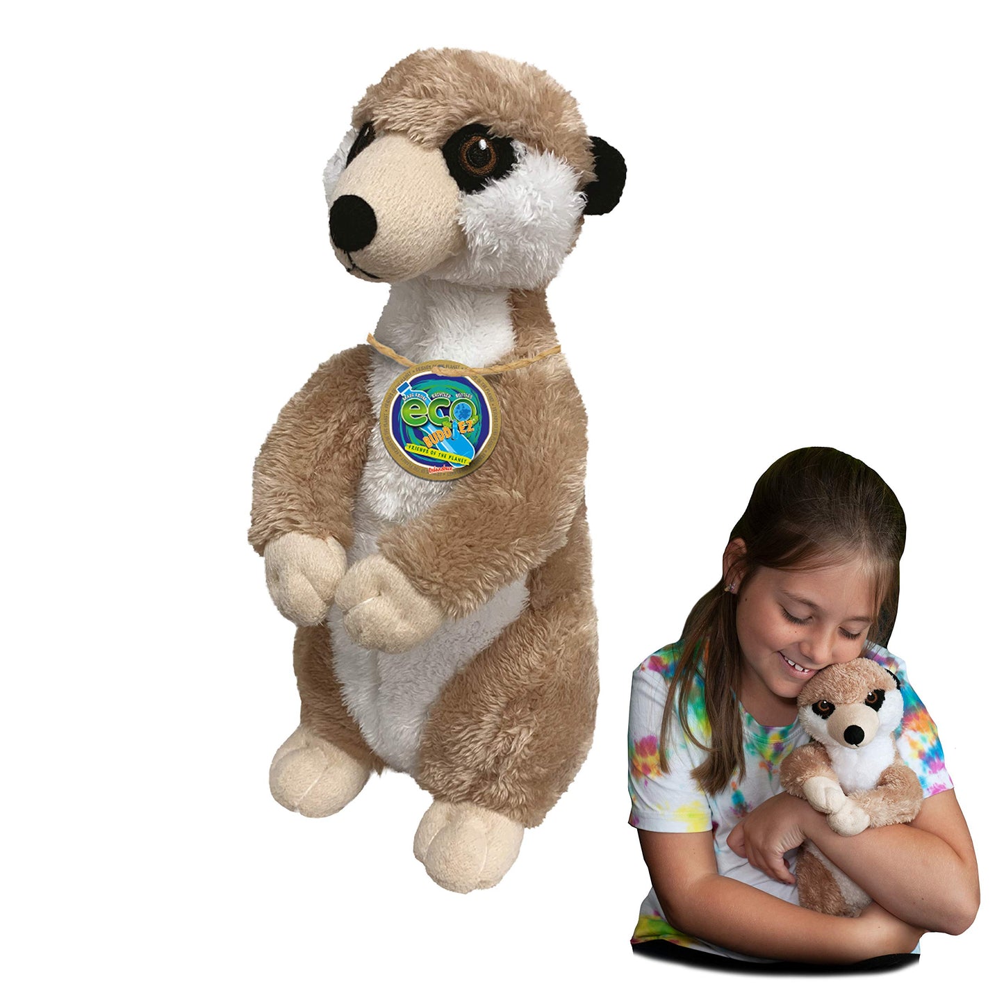 Ecobuddiez - Meerkat From Deluxebase. 12 Inch Meerkat Plush Toy. Eco Friendly Child Safe Meerkat Stuffed Animal Made From Recycled Plastic Bottles.