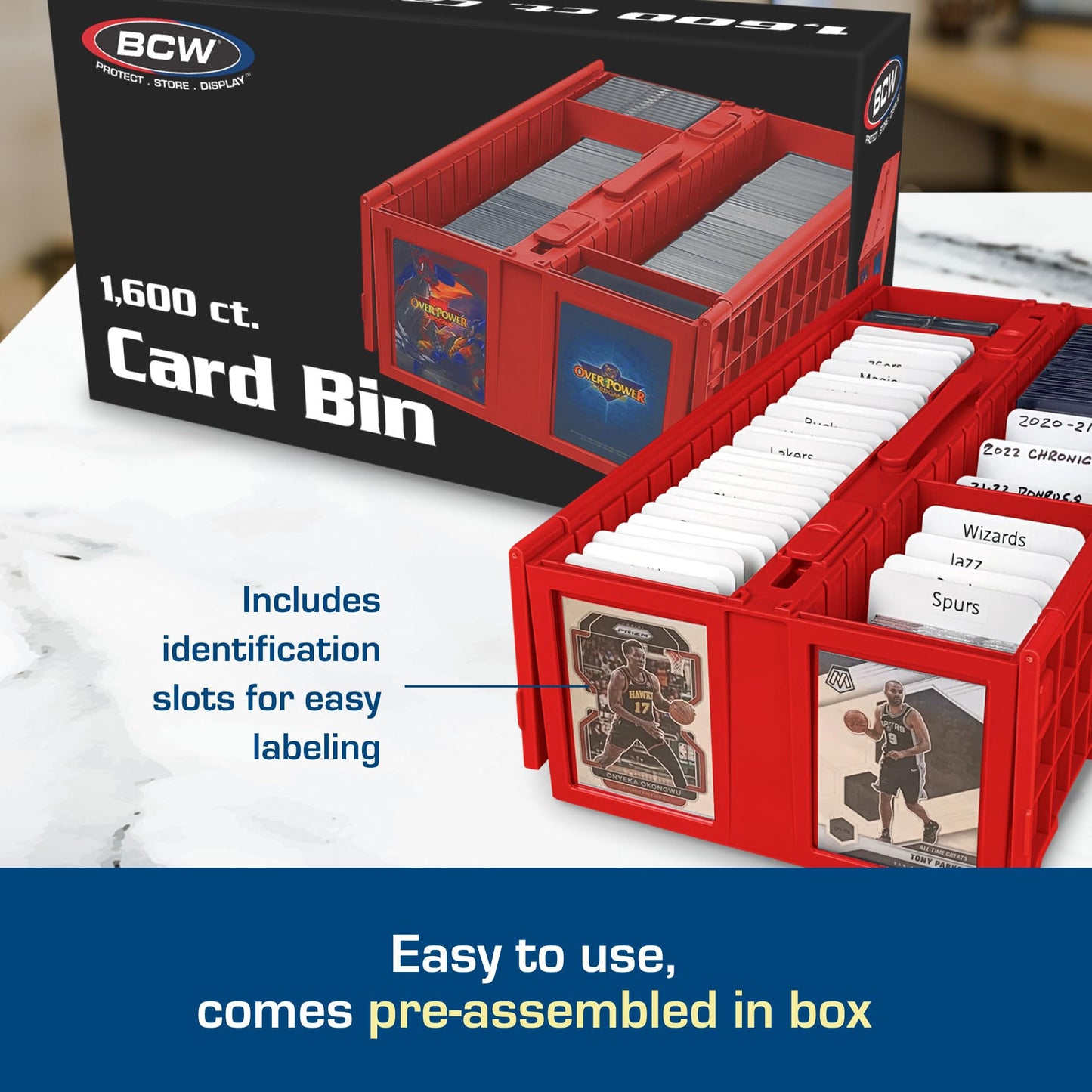 Bcw Collectible Card Bin - Holds Up To 1600 Cards - 6 Pack Red | Large Card Storage Box For Loose Trading Cards | Pokemon, Mtg,