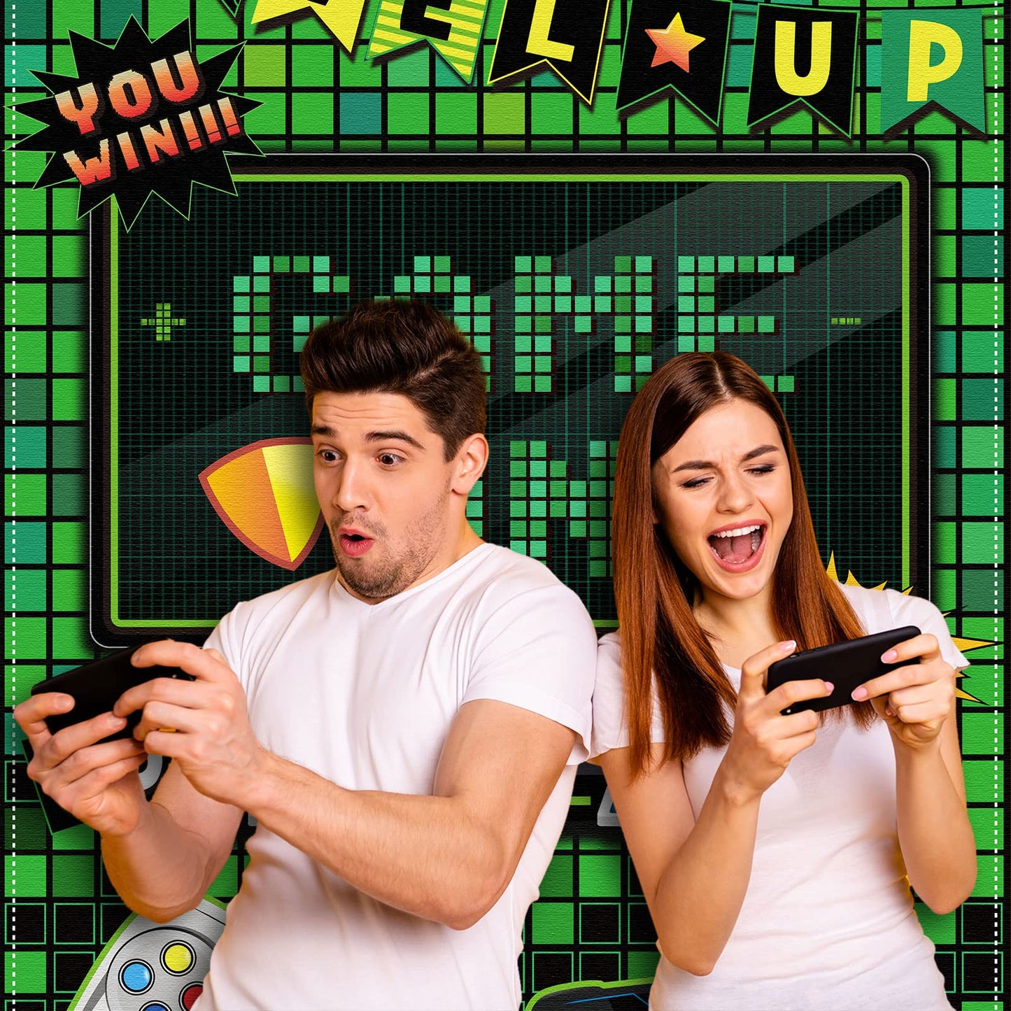 Blulu Video Game Party Decoration Video Gaming Photo Door Backdrop Game On Boys Birthday Photo Banner Gamer Room Decor For Game Fans Video Gamer Party Decoration Supplies (35.5 X 70.9 Inch)
