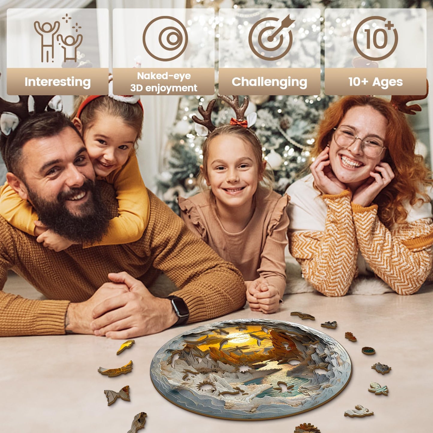 Wooden Puzzle for mature-themeds-3D Vision Effect Wooden Puzzle Unique Shape Advanced Cave Wooden Jigsaw Puzzle for mature-themed Wood Puzzles Challenge Wooden Jigsaw Puzzle (XL-17.3 * 17.3in-600pcs)