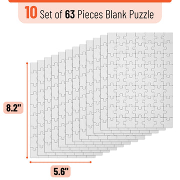 Mr. Pen- Blank Puzzle, 10 Pack, 63 Pieces/Pack, 8.2' X 5.6', White Puzzle, Blank Puzzles To Draw On, All White Puzzle, Blank Puzzle Pieces To Write On, Blank Jigsaw Puzzle Pieces