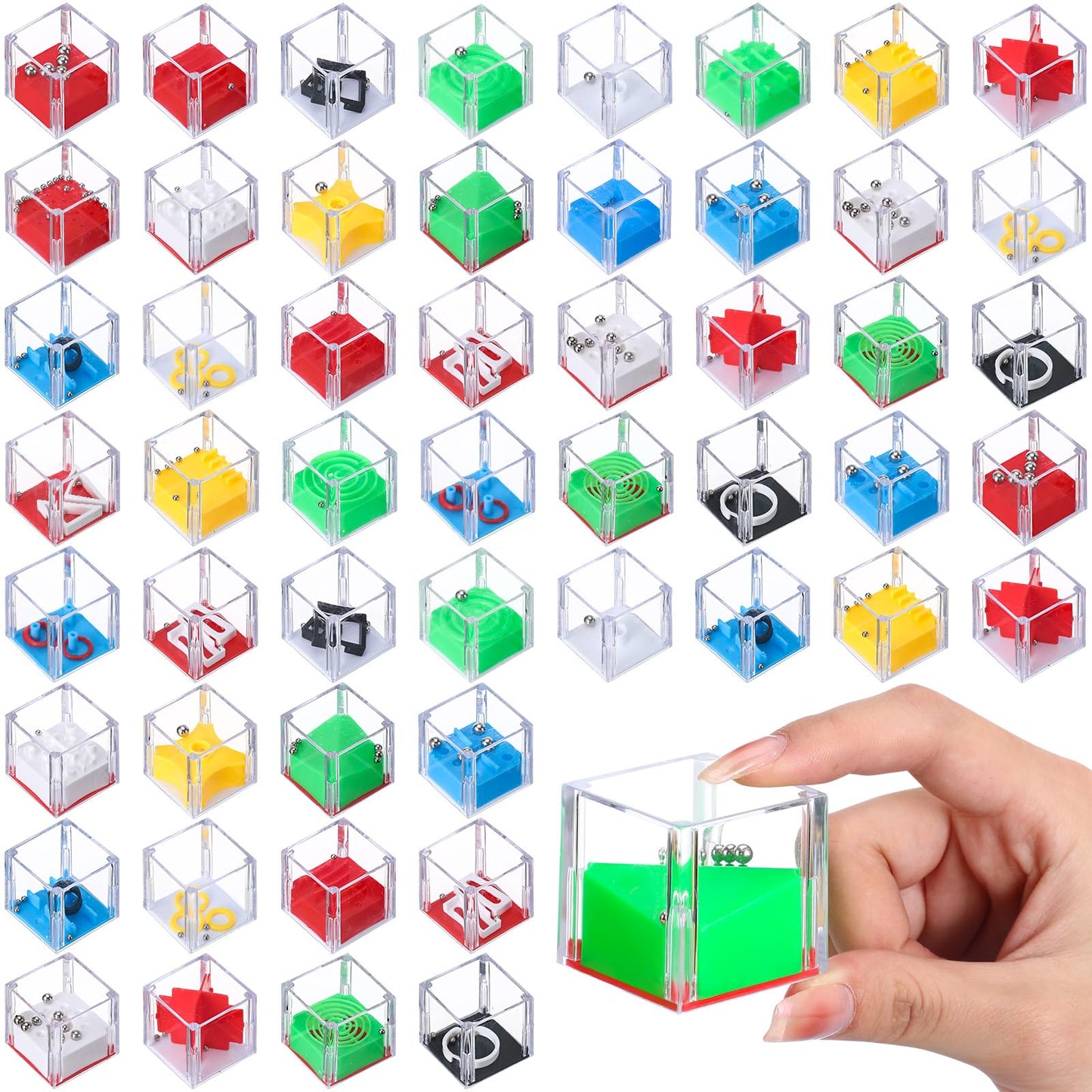 Gemscream 72 Pcs Mini Teaser Puzzle Maze Cubes 1.5 Inch 3D Balance Brain Puzzle Cube IQ Party Favor Games for Stocking Stuffers,