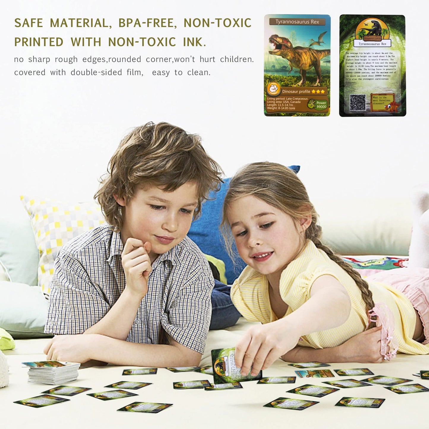 Aminfun 55Pcs Dinosaur Learning Recognition Flash Cards,Dinosaur Fan Collectible Cards, Flash Card, Educational Learning Toys For Kids, Gift For Boys And Girls.