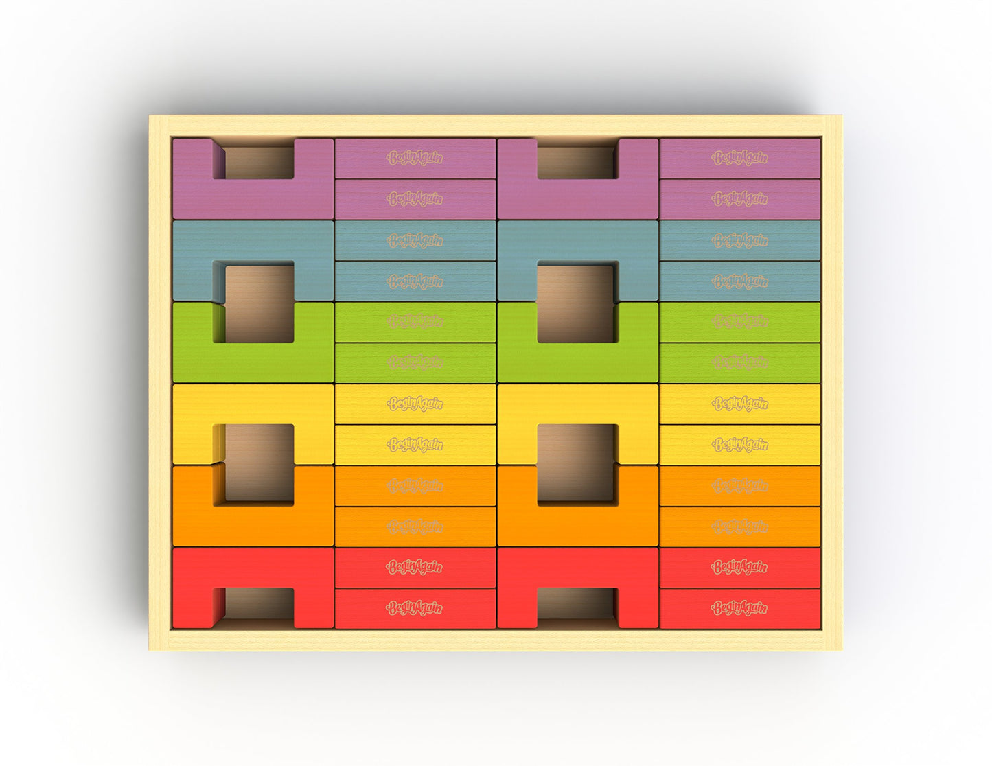 Beginagain - U-Build Its, Construction & Pattern Blocks, Help Promote Early Math, Spatial, & Fine Motor Skills, 48Piece Playset (For Kids 2 & Up)
