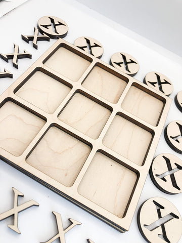 Traditional Themed Tic Tac Toe Board Game, 5X5 Inches Unfinished Wood Diy Painting Craft Kit For Kids With Wooden Avtrboutique X