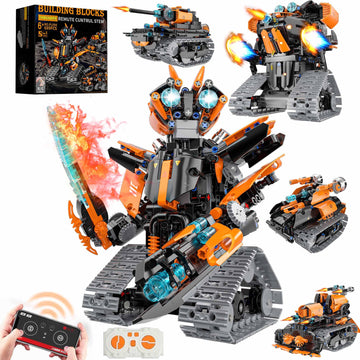 Tobsabpx Stem Building Toys For Kids 6-14, 5In1 Stem Robot Building Kit For Kid, Remote & App Controlled Tank Bulldozer Robot Bu