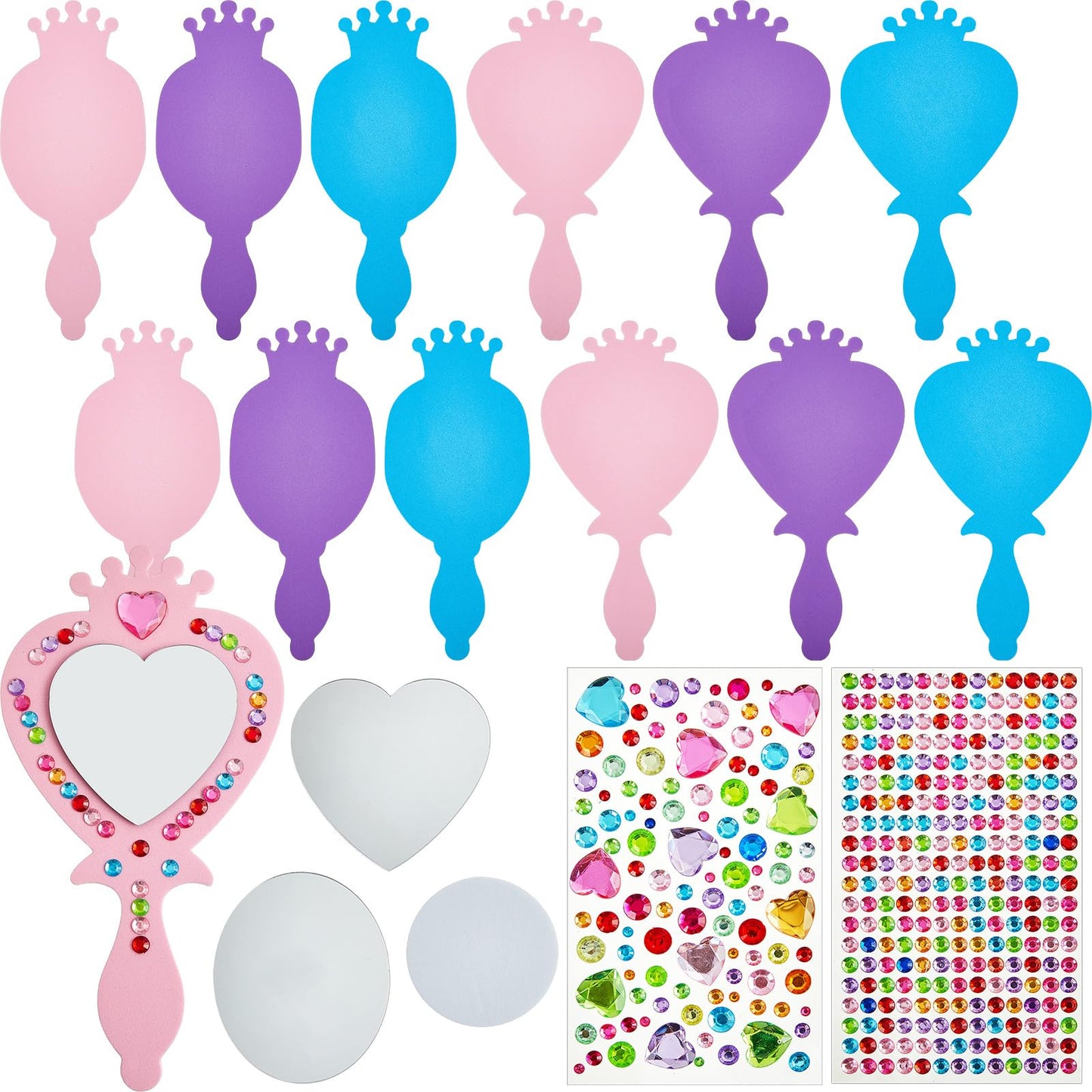 Liliful 12 Pack Princess Foam Mirror Kits Decorate Your Own Princess Mirrors Party Supplies Kids Unbreakable Toy Crafts For Girls Party Favors Birthday Diy Decorations(Cute)