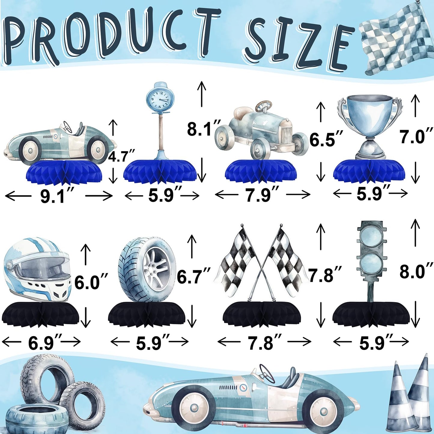 Hapibidesign Race Car Party Decorations - Honeycomb Centerpieces For Racing Birthday Decor - Race Car Table Decoration For Kids
