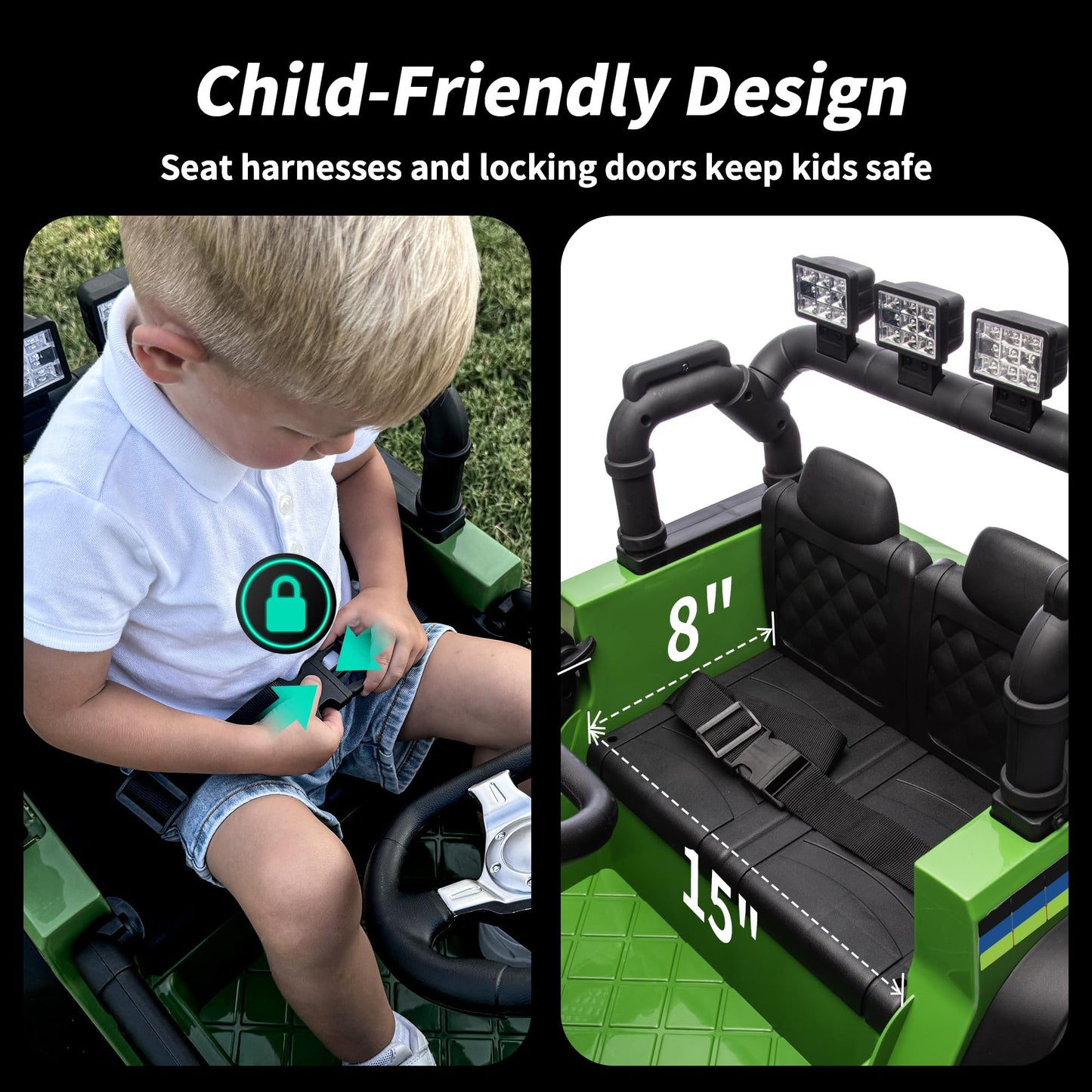 Hikiddo 24V Kids Ride On Car, Kids Electric Vehicles Car Ride On Toy Truck For Toddlers W/Remote Control, 400W Motor - Green