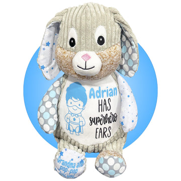 Ear Tube Gifts for Kids - Personalized with name + color choice - Ear Tube Get Well Soon Stuffed Animals - Ear Surgery Recovery