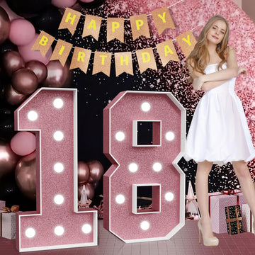 Marquee Numbers Pink 18Th-Birthday Decorations: Large 3Ft Light Up Number Rose Gold 18 Birthday Decoration For Boy Girl 18 Year