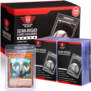200Ct Semi Rigid Card Holders For Trading Cards, Card Sleeves With 1/2 Lip Baseball Card Protector For Psa, Bgs, Csg Graded Card