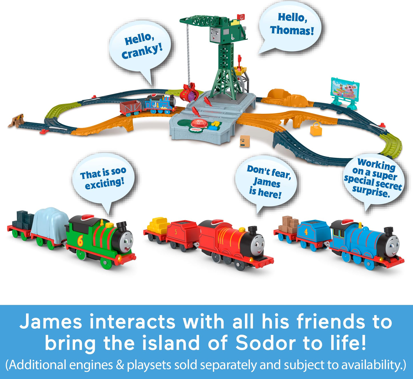 Thomas & Friends Motorized Toy Train Talking James Battery-Powered Engine With Sounds & Phrases For Pretend Play Preschool Kids Ages 3+ Years