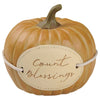 Count Blessings Script Orange Pumpkin 3.5 X 3 Inch Resin Stone Harvest Tabletop Figurine Décor