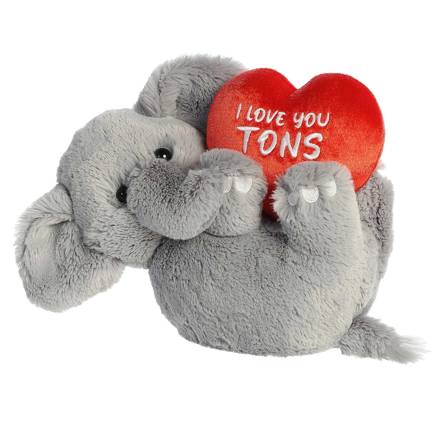 Aurora Heartwarming Valentine I Love You Tons Stuffed Animal - Decorative Companion - Romantic Plush - Elephant 11 Inches