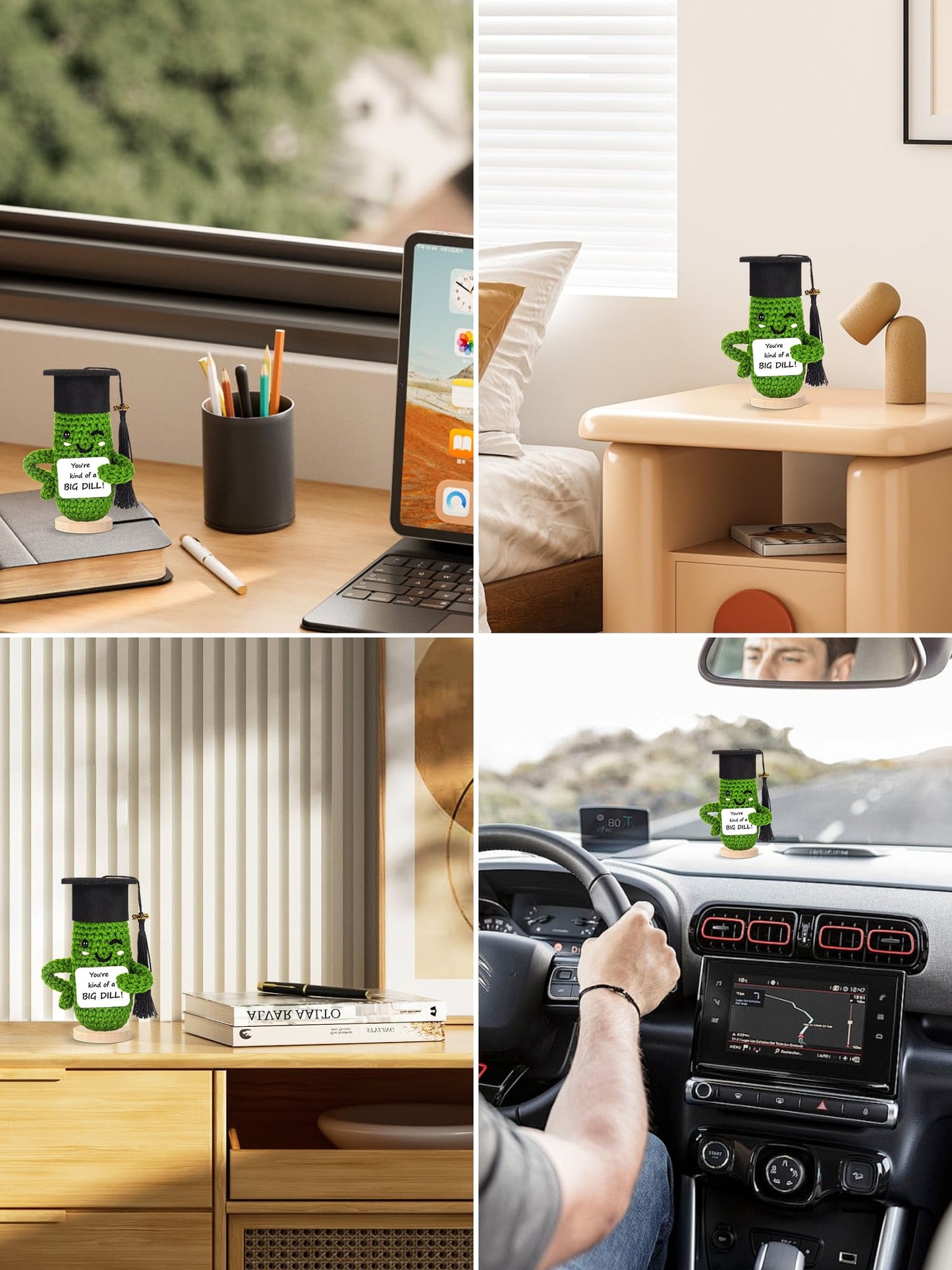 Primo Lines 2025 Graduation Gift - Handmade Crochet Emotional Support Pickle Doll with Cap 4.73 Cute Knitted Potato Plushie Unique Keepspirit-inspired flavor for Graduates Friends & Anxiety Relief