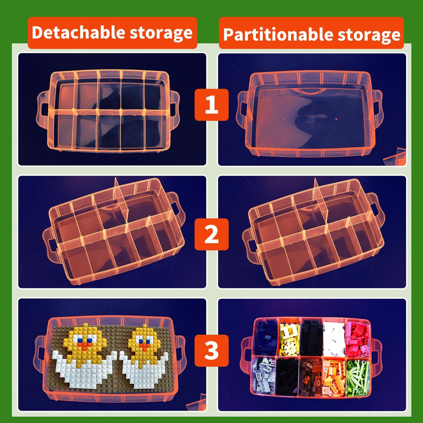 Storage Box For Lego, Stackable Storage Organizer With 30 Compartments For Lego, Storage For Barbie Dolls, For Hot Wheel Toy Bin
