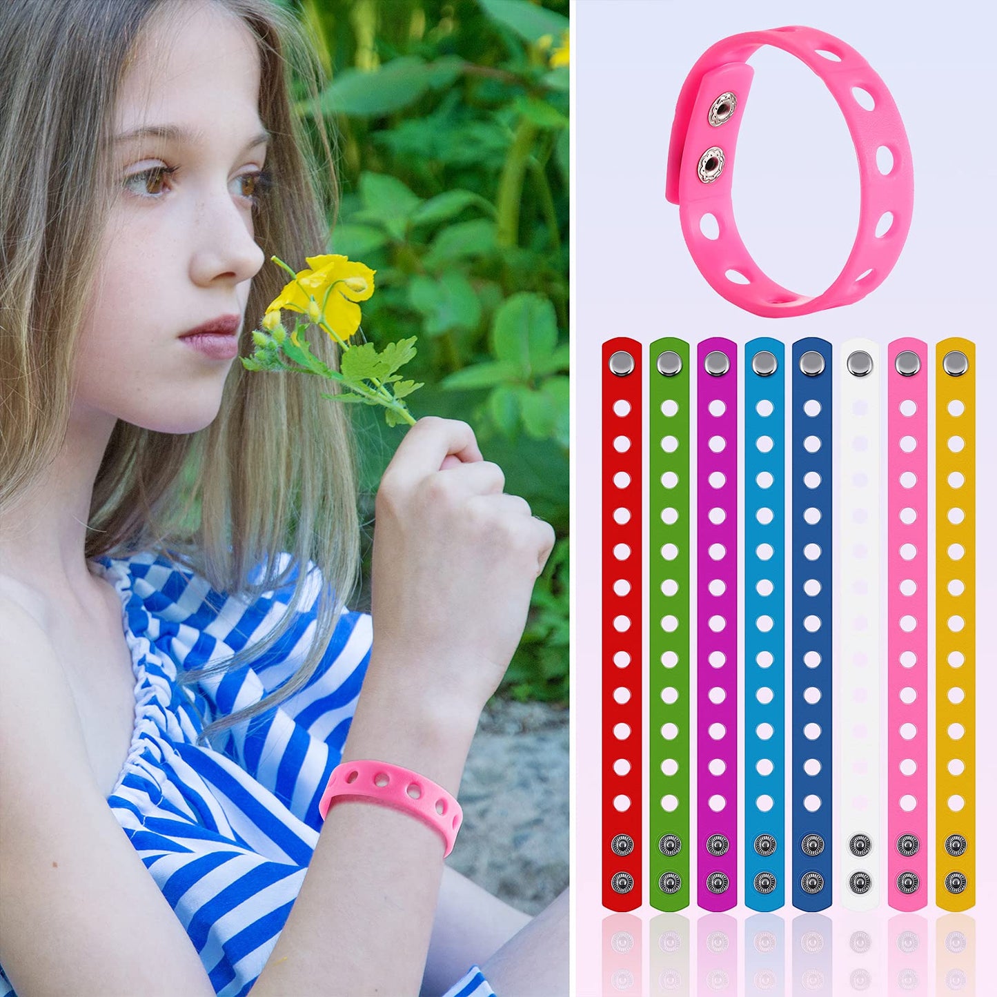Mtlee 12 Pieces Silicone Wristbands Adjustable Rubber Bracelets Colorful Cute Charm Bracelets With Holes For Shoe Charm Boys Gir