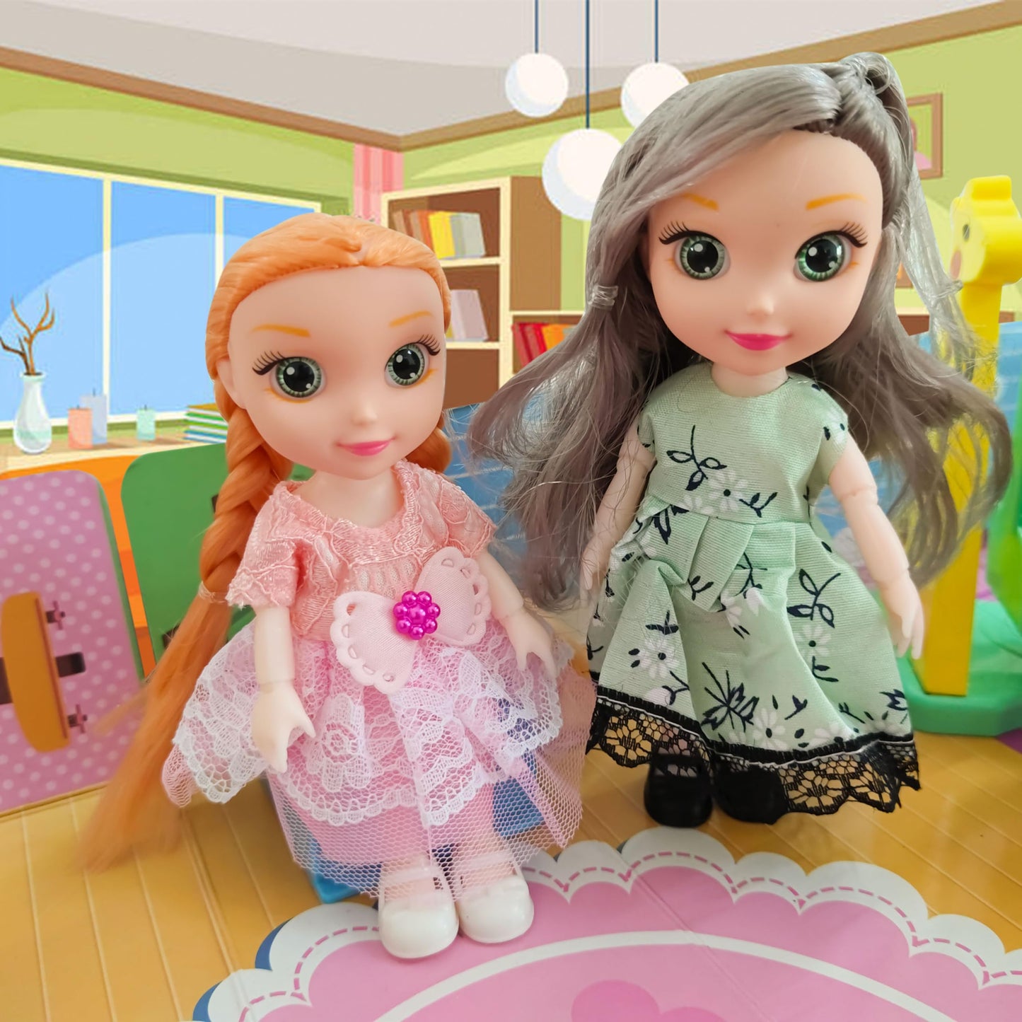 Jing Show Bussiness 5 Sets Doll Clothes For 6 Inch Doll ,Include 5 Pieces Girl Mini Dolls, 5 Sets Handmade Doll Clothes And 5 Pairs Of Doll Shoes