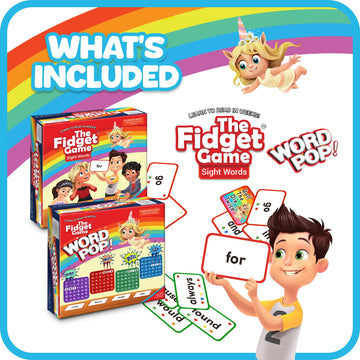 The Fidget Game Ultimate Reading Bundle - 220 Dolch Sight Words - Pre-K to Grade 3 - Includes Popping Mats & Dice - Cardboard